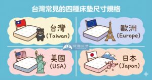 台灣常見的四種床墊尺寸規格區域